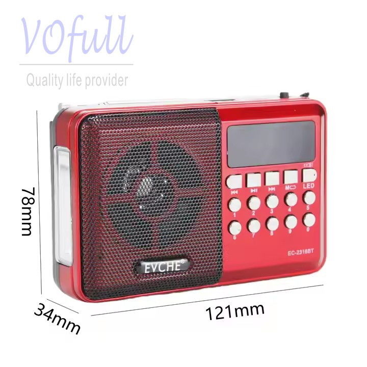 Portable Rechargeable AM/FM Radio with Built In Speaker Coffee Color